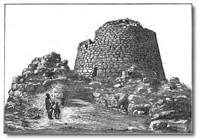 A linedrawing of a nuraghe dated 1895